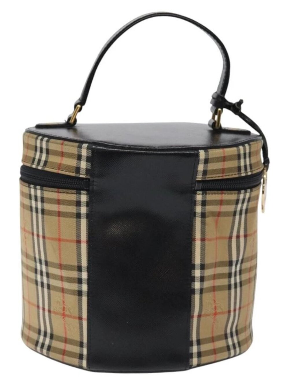 Burberrys Nova Check Hand Bag Canvas Beige Gold Auth 120481 - Picture 2 of 16